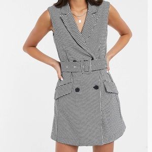 Bershka Blazer Dress in Houndstooth Black & White